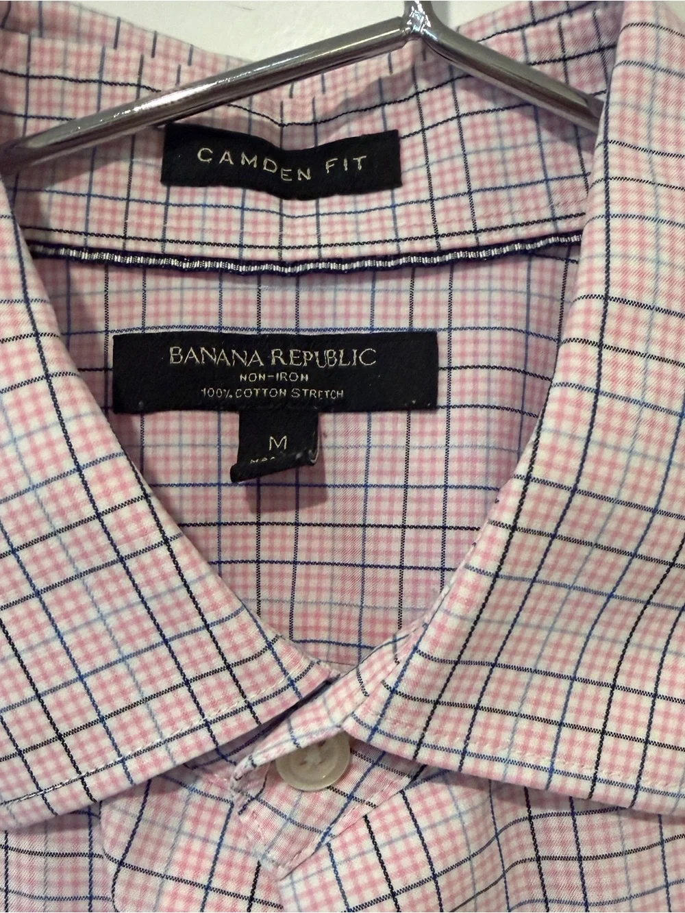 Banana Republic Pink Windowpane Long-Sleeve Button-Down Shirt